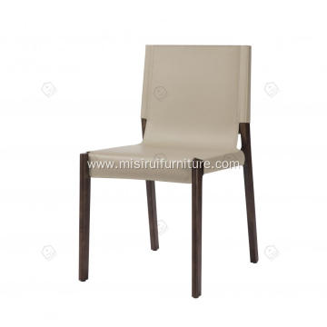 Khaki saddle leather armless dining chairs